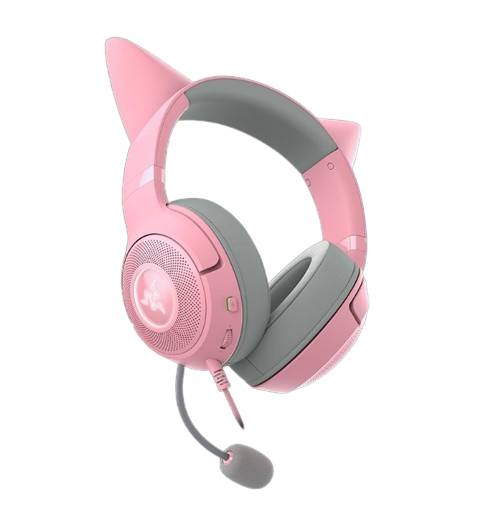 Audifono Marca Razer Modelo Kraken Kitty V2 Con Iluminacion RGB Conexion USB Color Rosa